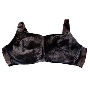 Comfort Choice Brown Embroidered Lace Plus Adjustable Straps Unlined Bra SZ 44D